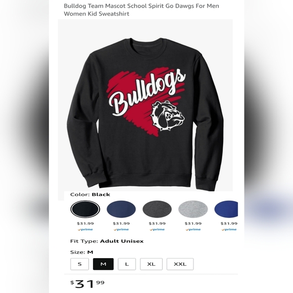 GILDAN | GEORGIA BULLDOGS MASCOT TEAM SPIRIT CASUAL CREW NECK SWEATSHIRT - Picture 2 of 13